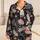 Charcoal Cat Motif Bedtime Lounge Set For Teens And Cat Lovers, Cozy Night Style Satin Pajamas Set - 1