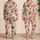 Watermelon And Blossom Motif For Summer Lounging, Soft Blush Pink For Women Summer Style Satin Pajamas Set - 2