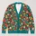 Dense Teal Floral Blooms for Colorful Everyday Autumn Layering and Cozy Casual Style All-over Print Knitted Cardigan - 1