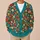 Dense Teal Floral Blooms for Colorful Everyday Autumn Layering and Cozy Casual Style All-over Print Knitted Cardigan - 6