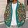 Dense Teal Floral Blooms for Colorful Everyday Autumn Layering and Cozy Casual Style All-over Print Knitted Cardigan - 5