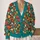 Dense Teal Floral Blooms for Colorful Everyday Autumn Layering and Cozy Casual Style All-over Print Knitted Cardigan - 2
