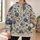 Teal Blue Floral Vine and Ochre Botanical Motifs for Relaxed Everyday Wear Gifts All-over Print Hoodie (Lightweight) - 6