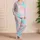 Pastel Shells And Starfish Seaside Resort Gift For Beach Getaways And Relaxing Nights Satin Pajamas Set - 4