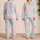Pastel Shells And Starfish Seaside Resort Gift For Beach Getaways And Relaxing Nights Satin Pajamas Set - 2