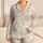 Ivory Cream Floral Doodle Blossom Set For Cozy Spring Nights Gift For Women Satin Pajamas Set - 1