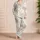 Ivory Cream Floral Doodle Blossom Set For Cozy Spring Nights Gift For Women Satin Pajamas Set - 4
