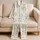 Ivory Cream Floral Doodle Blossom Set For Cozy Spring Nights Gift For Women Satin Pajamas Set - 5