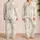 Ivory Cream Floral Doodle Blossom Set For Cozy Spring Nights Gift For Women Satin Pajamas Set - 2