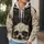 Twin Black Cats Perched on Skull for Halloween Night, Gothic Casual Wear and Autumn All-over Print Hoodie (Lightweight) - 5