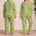 Spring Green Floral Butterfly At-Home Wear For Vacation Days And Cozy Relaxation Satin Pajamas Set - 2
