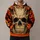 Beige Skull and Ember Flames for Halloween Nights and Autumn Outdoor Style All-over Print Hoodie (Lightweight) - 1