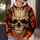 Beige Skull and Ember Flames for Halloween Nights and Autumn Outdoor Style All-over Print Hoodie (Lightweight) - 5