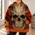 Beige Skull and Ember Flames for Halloween Nights and Autumn Outdoor Style All-over Print Hoodie (Lightweight) - 6