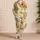 Golden Sunflower Leopard Accent Vacation Style for Summer Getaways and Gift Giving Satin Pajamas Set - 4