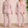 Blush Pink Marble Swirls for Cozy Evenings and Relaxed At-Home Comfort for Women Satin Pajamas Set - 2