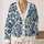 Indigo Floral And Paisley Motifs For Relaxed Everyday Layering And Creative Women All-over Print Knitted Cardigan - 2