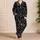 Black Chalky Doodle Snack Motifs for Cozy Lounging, Sleepovers, Weekend At Home Women Satin Pajamas Set - 4