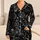 Black Chalky Doodle Snack Motifs for Cozy Lounging, Sleepovers, Weekend At Home Women Satin Pajamas Set - 1