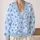 Blue Wildflower Blooms for Casual Layering and Date Nights, Plus Size Women's Style All-over Print Knitted Cardigan - 2