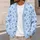 Blue Wildflower Blooms for Casual Layering and Date Nights, Plus Size Women's Style All-over Print Knitted Cardigan - 5