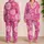 Retro Magenta Floral Motif For Vacation Weekends And Plus Size Comfort Satin Pajamas Set - 2