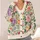 Multicolor Rose Floral Motif for Spring Vacation and Date-Night Layering, Plus Size Women All-over Print Knitted Cardigan - 4