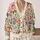 Multicolor Rose Floral Motif for Spring Vacation and Date-Night Layering, Plus Size Women All-over Print Knitted Cardigan - 2