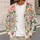 Multicolor Rose Floral Motif for Spring Vacation and Date-Night Layering, Plus Size Women All-over Print Knitted Cardigan - 5