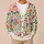 Multicolor Rose Floral Motif for Spring Vacation and Date-Night Layering, Plus Size Women All-over Print Knitted Cardigan - 6