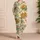 Retro Tropical Ivory Botanical Vacation Lounge Wear For Women, Sage Leaf Florals Satin Pajamas Set - 4