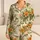 Retro Tropical Ivory Botanical Vacation Lounge Wear For Women, Sage Leaf Florals Satin Pajamas Set - 1