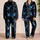 Midnight Black Electric Blue Abstract Lounge Wear For Cybertech Style Enthusiasts Satin Pajamas Set - 2
