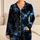 Midnight Black Electric Blue Abstract Lounge Wear For Cybertech Style Enthusiasts Satin Pajamas Set - 1