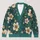 Teal Cream Floral Motif Layering Style For Beach Dates And Casual Days For Women All-over Print Knitted Cardigan - 1