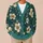 Teal Cream Floral Motif Layering Style For Beach Dates And Casual Days For Women All-over Print Knitted Cardigan - 6