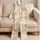 Cute Giraffe Bow Ivory Cozy Bedtime Style For Relaxed Evenings And Sweet Gifting Satin Pajamas Set - 5