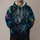Cyan Rune Wolf Beneath Cosmic Skies for Outdoor Adventure and Free-Spirited Men All-over Print Hoodie (Lightweight) - 1