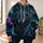 Cyan Rune Wolf Beneath Cosmic Skies for Outdoor Adventure and Free-Spirited Men All-over Print Hoodie (Lightweight) - 6