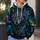 Cyan Rune Wolf Beneath Cosmic Skies for Outdoor Adventure and Free-Spirited Men All-over Print Hoodie (Lightweight) - 5