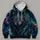 Cyan Rune Wolf Beneath Cosmic Skies for Outdoor Adventure and Free-Spirited Men All-over Print Hoodie (Lightweight) - 4