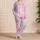 Pastel Marble Swirl Lounge Gift For Women, Cozy Home Style, Feminine Vacation Look Satin Pajamas Set - 4