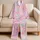 Pastel Marble Swirl Lounge Gift For Women, Cozy Home Style, Feminine Vacation Look Satin Pajamas Set - 5
