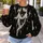 Gothic Puppy Faces And Crosses For Alternative Streetwear And Everyday Dark Style Looks All-over Print Knitted Sweater - 5