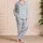Powder Blue Leopard Spots for Relaxed Weekend Lounging and Cozy Gift Giving Satin Pajamas Set - 4