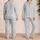 Powder Blue Leopard Spots for Relaxed Weekend Lounging and Cozy Gift Giving Satin Pajamas Set - 2
