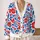 Red Tulip and Blue Folk Blooms for Spring Days and Everyday Layering for Teenagers All-over Print Knitted Cardigan - 2