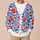Red Tulip and Blue Folk Blooms for Spring Days and Everyday Layering for Teenagers All-over Print Knitted Cardigan - 6