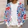 Red Tulip and Blue Folk Blooms for Spring Days and Everyday Layering for Teenagers All-over Print Knitted Cardigan - 5