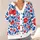 Red Tulip and Blue Folk Blooms for Spring Days and Everyday Layering for Teenagers All-over Print Knitted Cardigan - 4